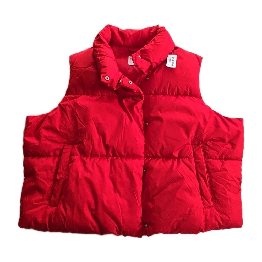 New Nwt Old Navy Red XL Women's Full Zip Puffer Vest